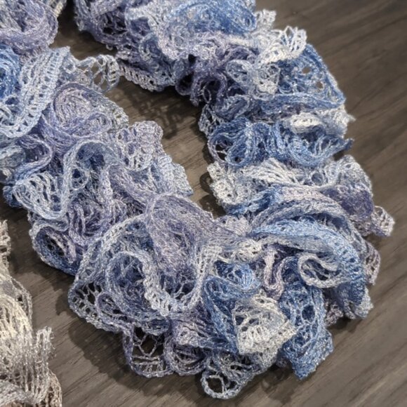 3/$20 Set of 2 Handmade Infinity Scarves Metallic Knit Ruffled Fall Winter - Picture 3 of 9